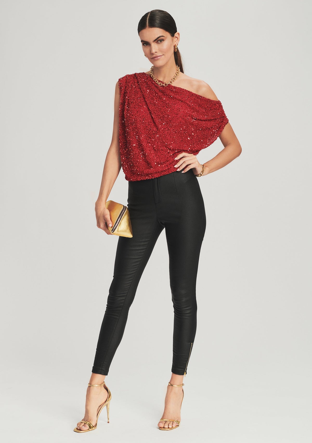 Myles Sequin Top by retrofête in Red, product image 2
