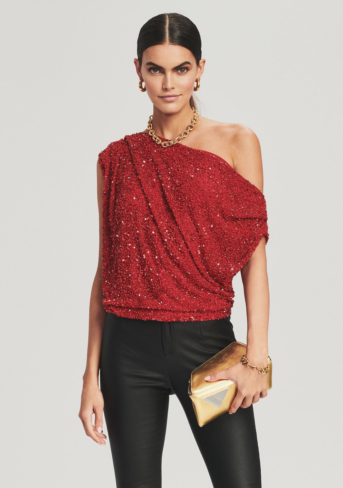 Myles Sequin Top by retrofête in Red, product image 1