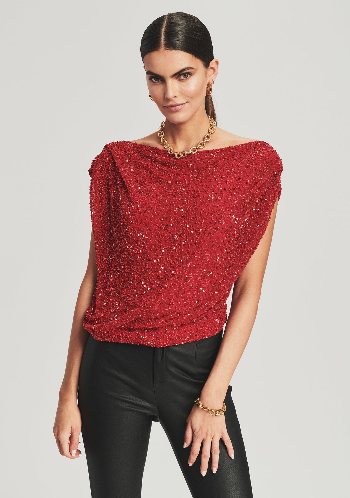 Myles Sequin Top by retrofête in Red, product image 4