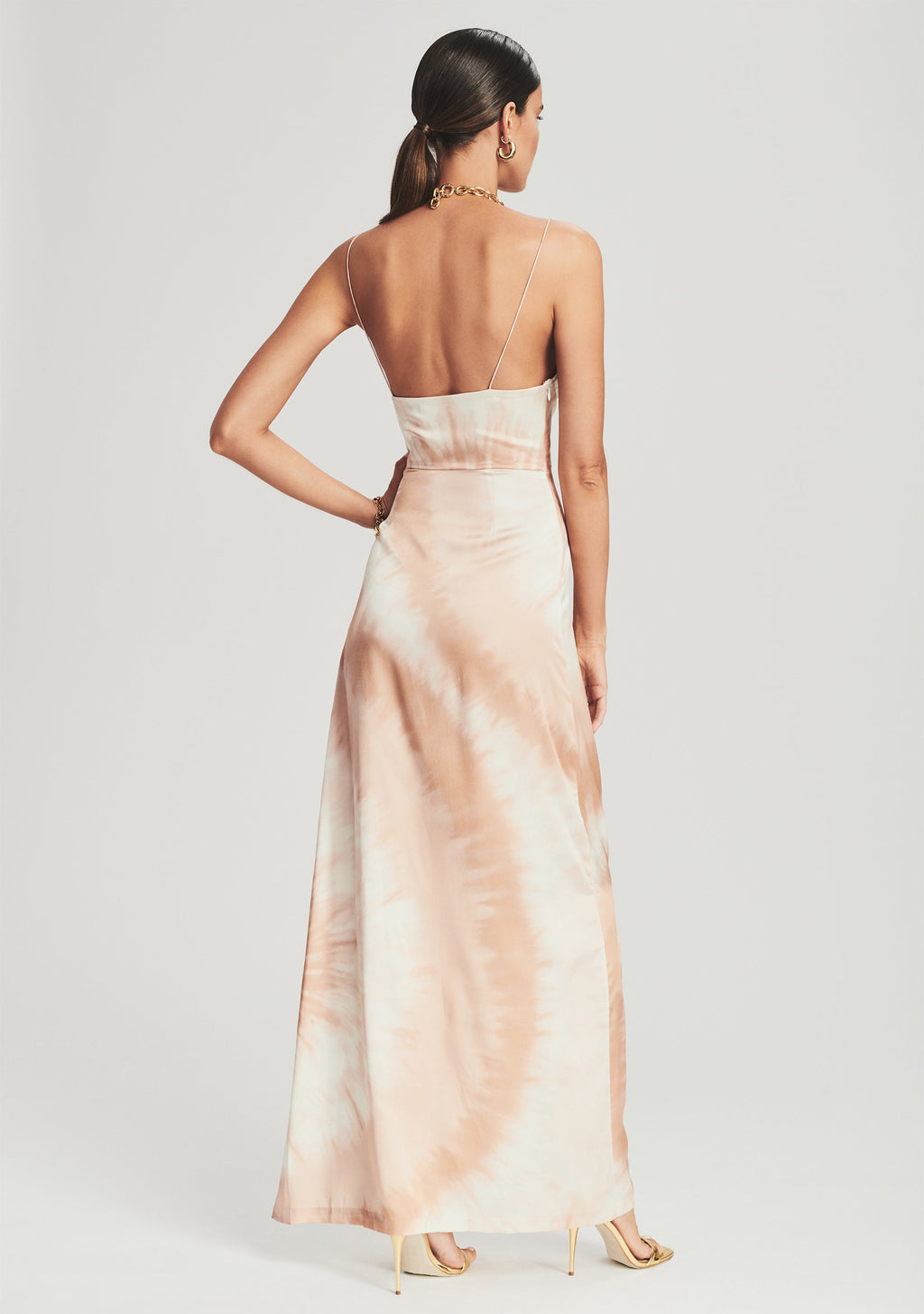 Marlene Silk Dress by retrofête in Neutral Tie Dye, product image 3