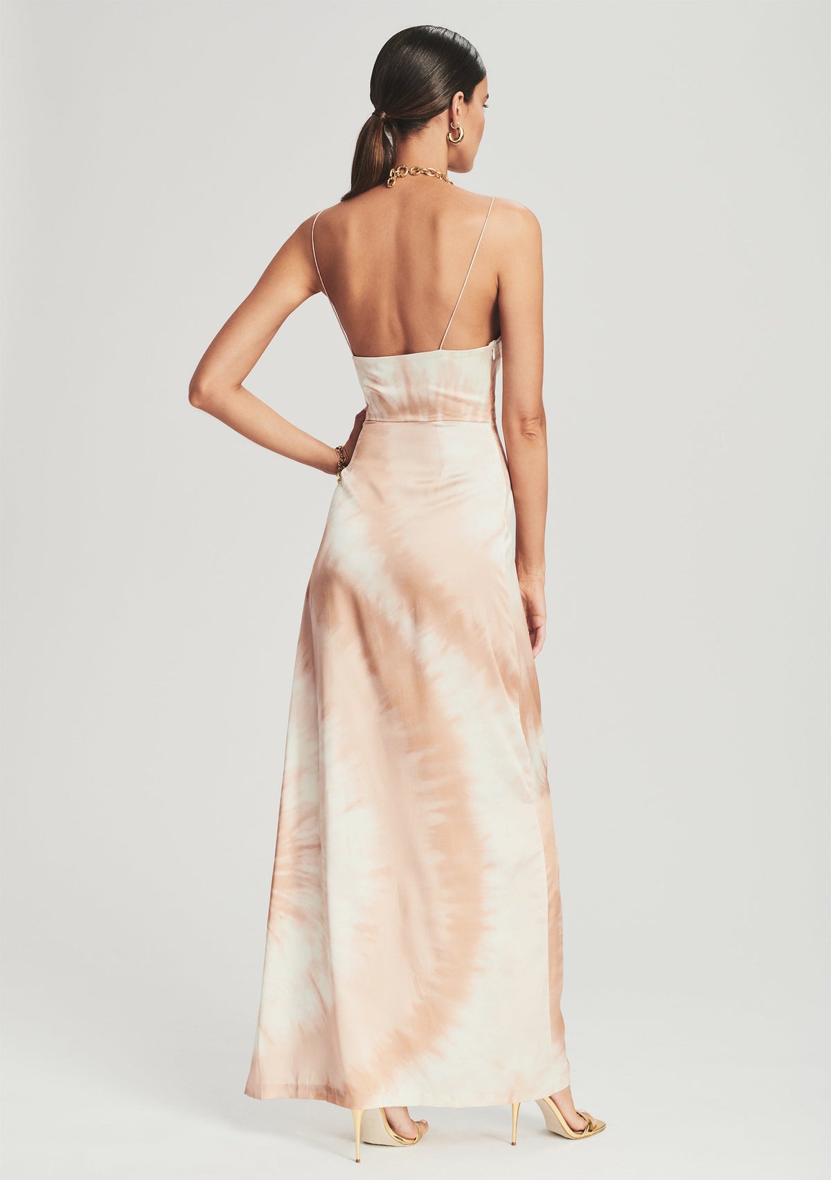 Marlene Silk Dress by retrofête in Neutral Tie Dye, product image 3