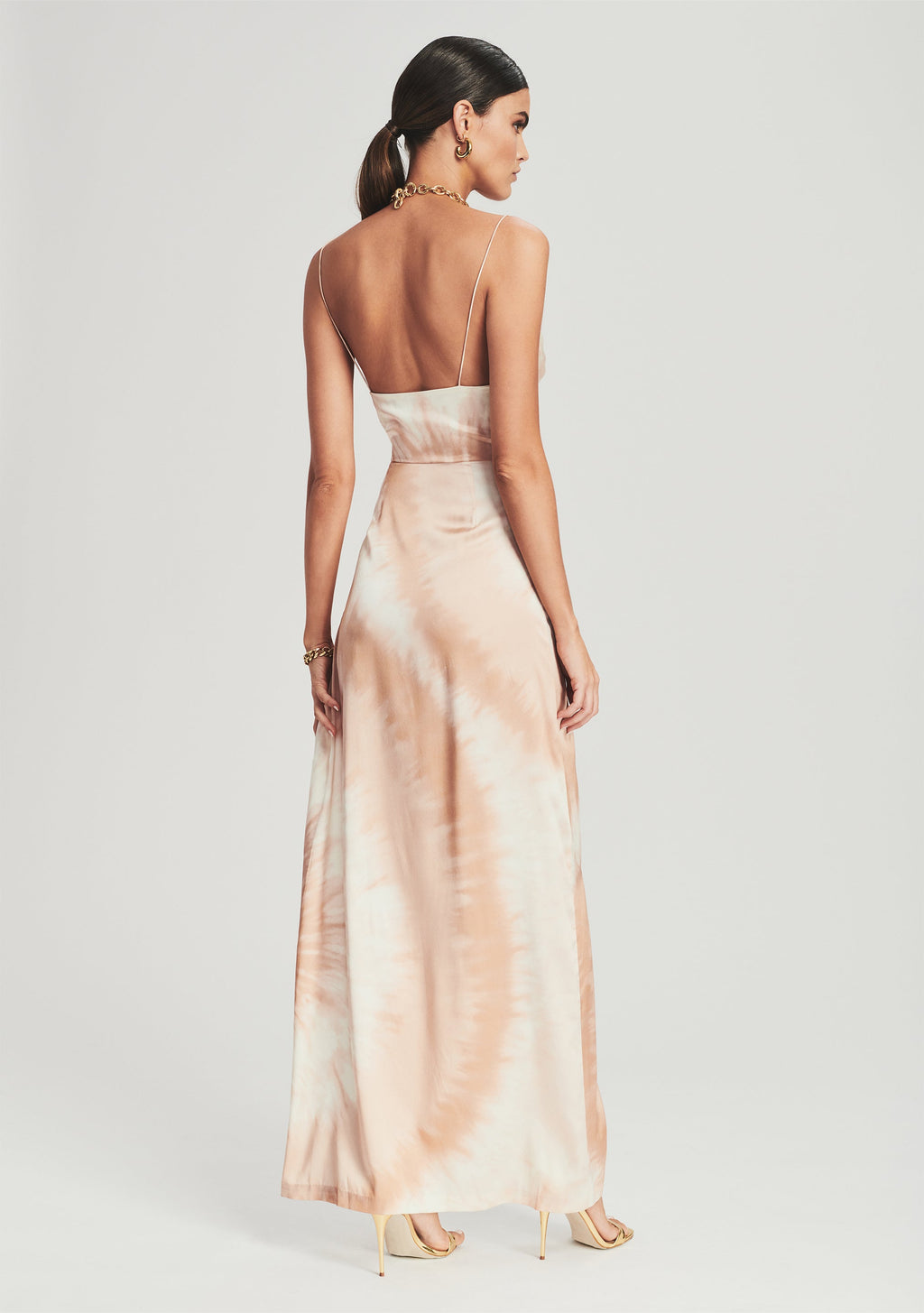 Marlene Silk Dress by retrofête in Neutral Tie Dye, product image 4