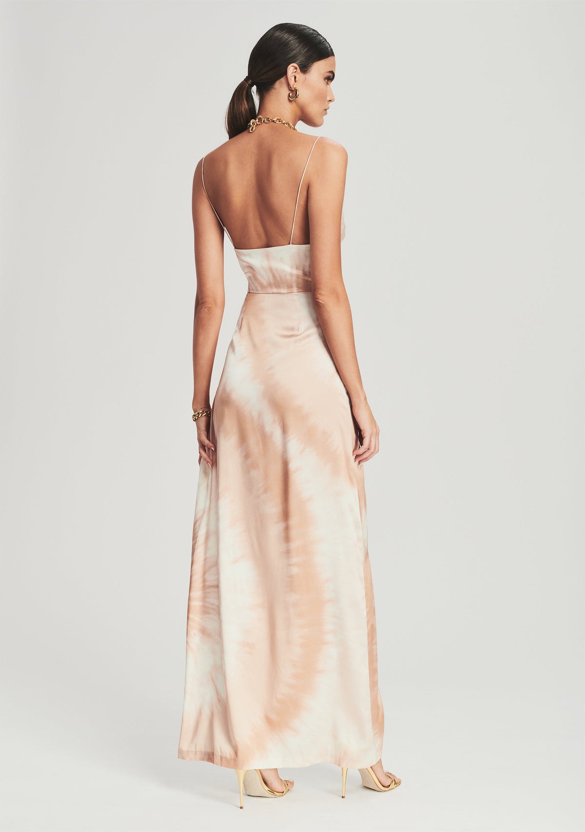 Marlene Silk Dress by retrofête in Neutral Tie Dye, product image 4