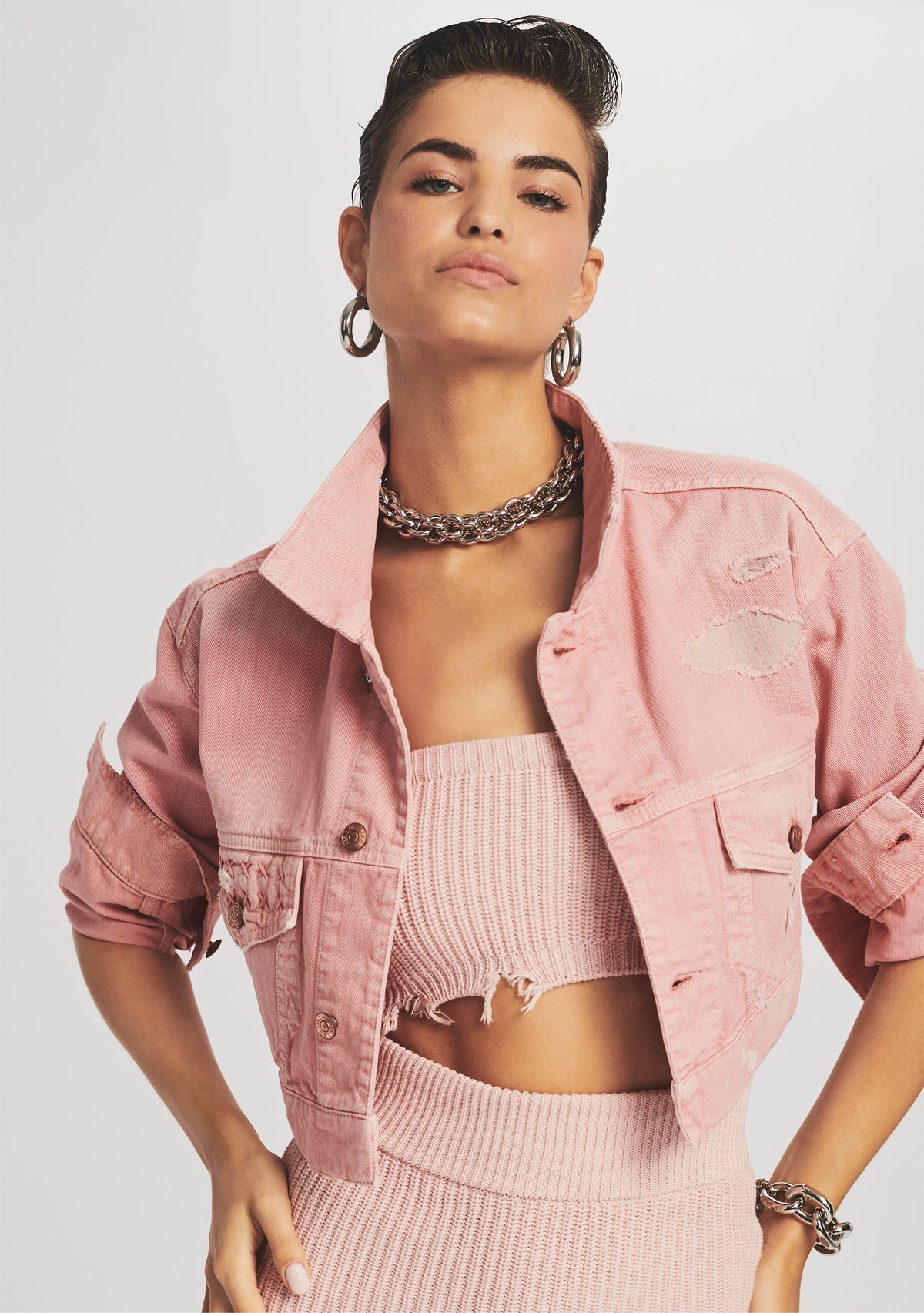 Ryan Cropped Jacket by SEROYA in Vintage Blush, product image 5
