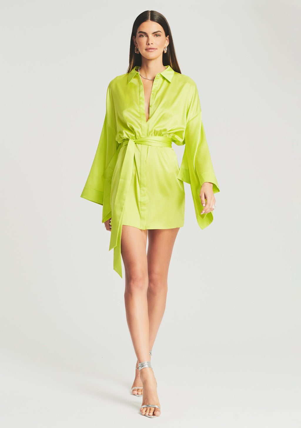 Scottie Silk Dress by retrofête in Neon Yellow, product image 1